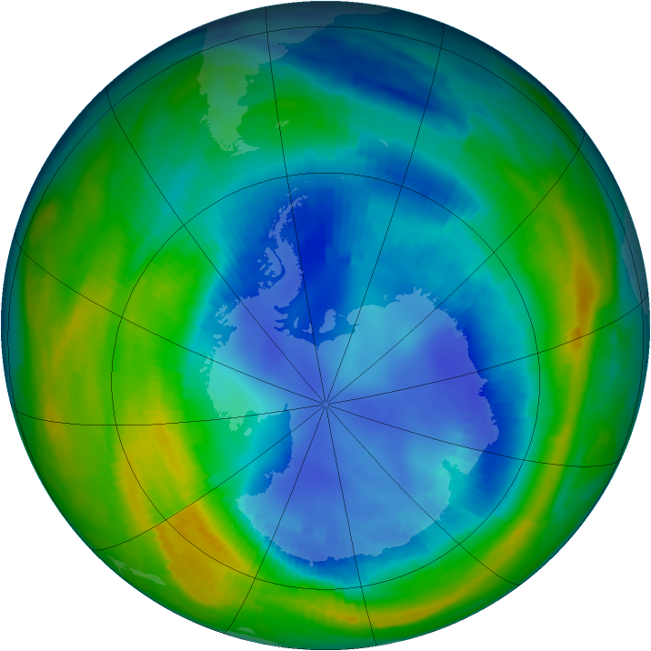 Antarctic ozone map for 19 August 1997